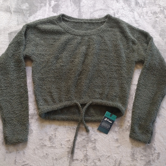 P'tula Women Green Pullover Crop Sweater XS - Picture 1 of 7